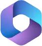 Interlocking blue and purple ribbon logo forming a loop (brand mark)