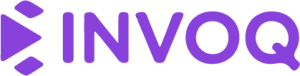 INVOQ logo: purple wordmark with a geometric left emblem.